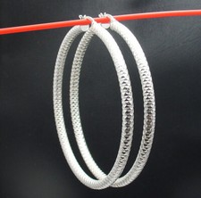 2 3/4" Large FULL Diamond Cut Hoop Earrings Real Solid 925 Sterling Silver