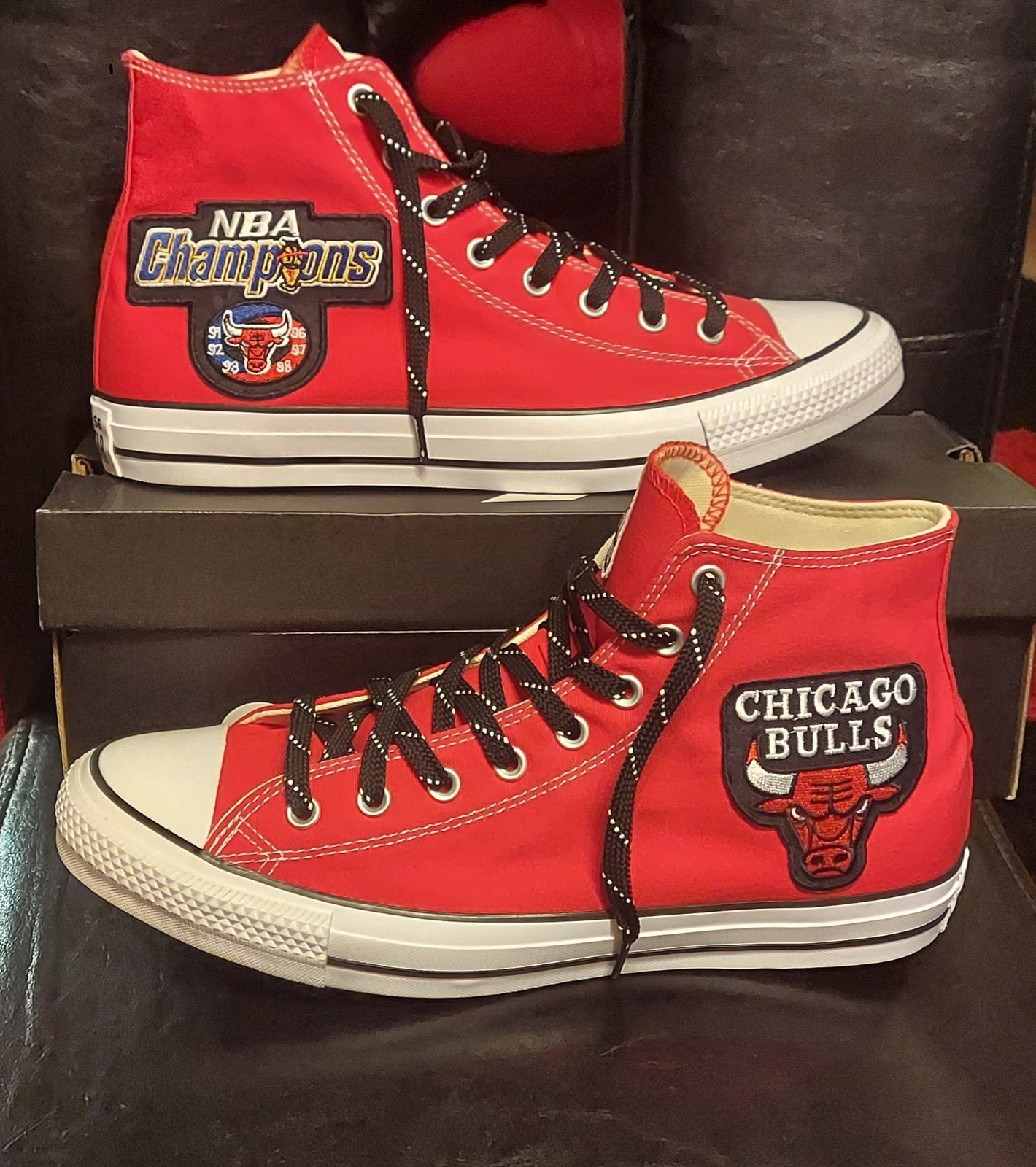 Converse All Star Hi Chicago Bulls NBA Custom Red High Top Men's US 12 M9621