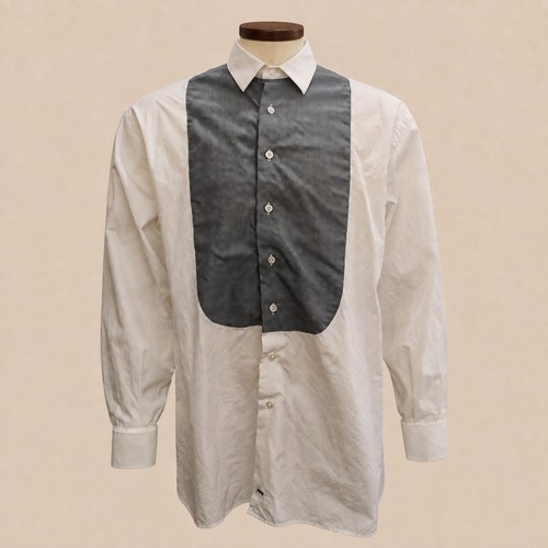 John W. Nordstrom Formal Shirt Men's 16-33 Pique Bib Tuxedo Gray & White