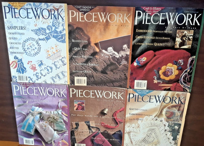 Lot of 6 Piecework Magazine Back Issues 1990's Crafts Embroidery Quilt Knit