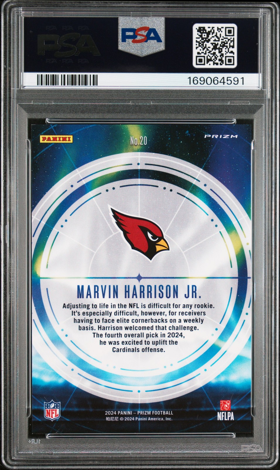 2024 PANINI PRIZM AURORA #20 MARVIN HARRISON JR. ROOKIE RC PSA 9 view 2