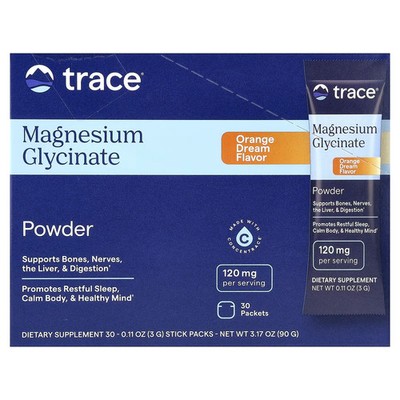 2 X Trace, Magnesium Glycinate Powder, Orange Dream, 30 Packets, 0.11-worldwide