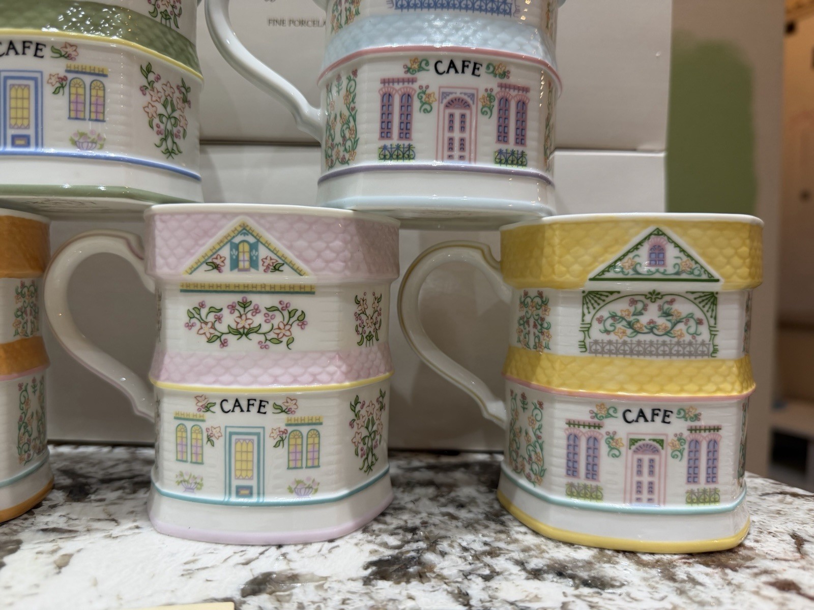1992 Lenox Spice Village Coffee Mugs Cups Set of 8 Vintage - New in Box RARE