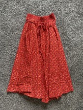 Kids Vintage 90s A Line Red Floral Skirt Elastic Waist Size 7/8