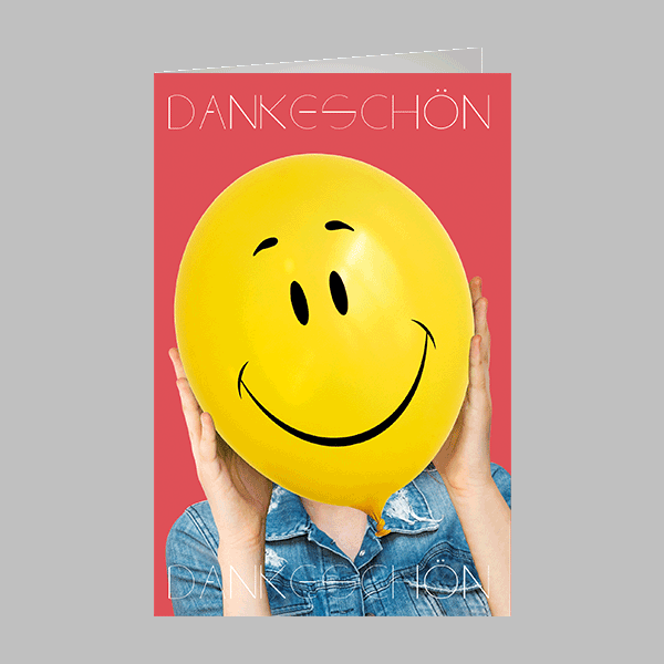 Danke - GlüCkwunschkarte Im Format 11,5 X 17 Cm Mit Umschlag - Smiley Auf Luftba-image