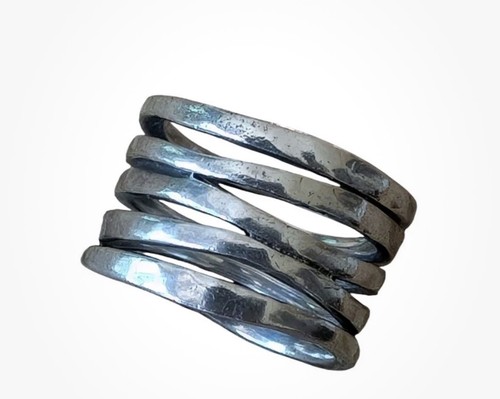 James Avery Retired Stacked Sterling Silver Hammered Silver Ring Size 5