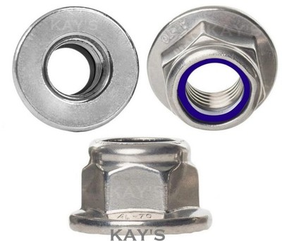 M3 M4 M5 M6 M8 M10 M12 FLANSCHMUTTERN NYLOC A4-70 MARINEQUALITÄT EDELSTAHL