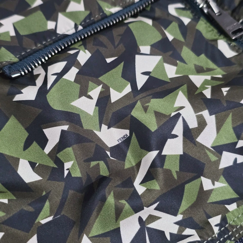 Fendi Camouflage Bugs Geometric Panel Nylon & Denim Jacket | MSRP $1690 - Image 3 of 4
