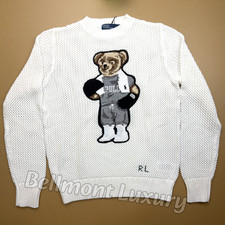 POLO RALPH LAUREN Polo Bear Basketball White Knit Sweater Women s M NWT