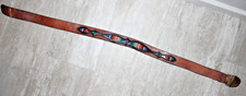Vintage Leather Belt Sz 34 Polished Agate Geode Disc Buckle Aztec Blanket Inlay