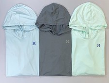 Men's Hurley UPF 50 Surf Icon Palms Hybrid Hooded Long Sleeve Swim Shirt NEW