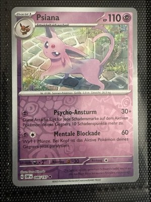 Pokemonkarte Psiana 086/197 Reverse Holo Obsidianflammen Ink. Toploader