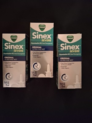THREE  Vicks Sinex Severe Nasal Spray 1/2 oz Ultra Fine Mist  Exp 08/2027