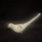 Vintage FENTON Custard Opaque Glass, Hand Painted Blue Birds, Artist Signed.