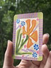 ACEO Original Painting Abstract Orange Flower Matisse Style Folk Art Card Mini — photo 3