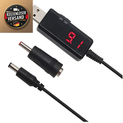 USB Step-up Kabel 5V auf 9V 12V DC 5,5x2