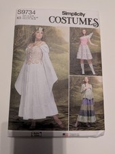 Simplicity S9734 Fairy Halloween Costume Size 8-16 Uncut New Top Corset Skirt