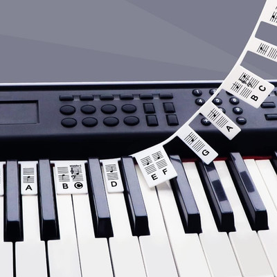 Removable Piano Key Stickers Note Labels for 88 Key Full Size Silicone Reusable 