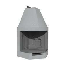 Camino a Legna Prefabbricato con Focolare in Ghisa Aperto ROT100TGH Esagonale