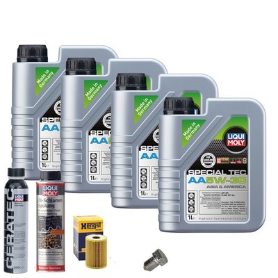 Motoröl 5W30 LIQUI MOLY 4L+HENGST Ölfilter+Spülung+Cera Tec+Ölablassschraube