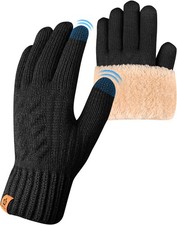 Thermal Winter Gloves-Fleece Lining Touch Screen Knit Stretchy Warm Gloves for R