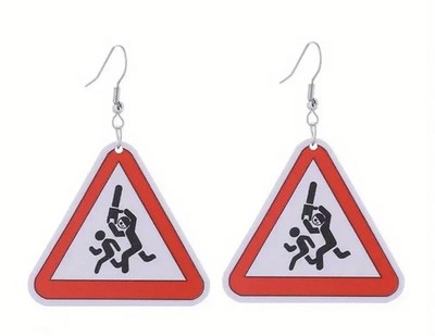   Funny Caution Mum Dad Earrings Secret Santa Stocking Filler Gift Idea
