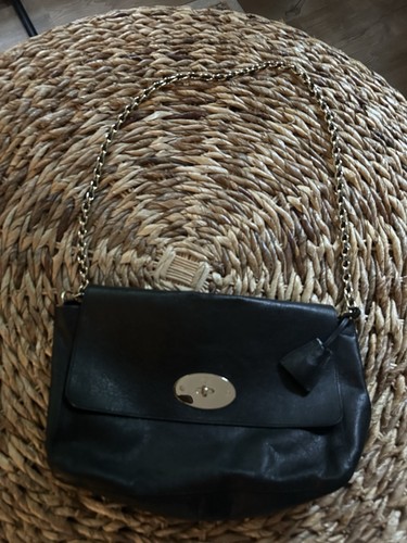 Mulberry Lily Black Leather Shoulder Or Cross Body Bag Chain Strap - Picture 2 of 17