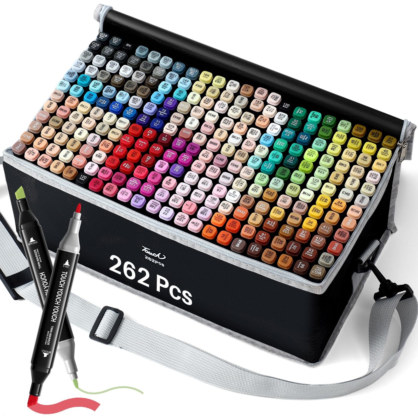Brush Tip Art Marker Double Tip Markers With Case,...