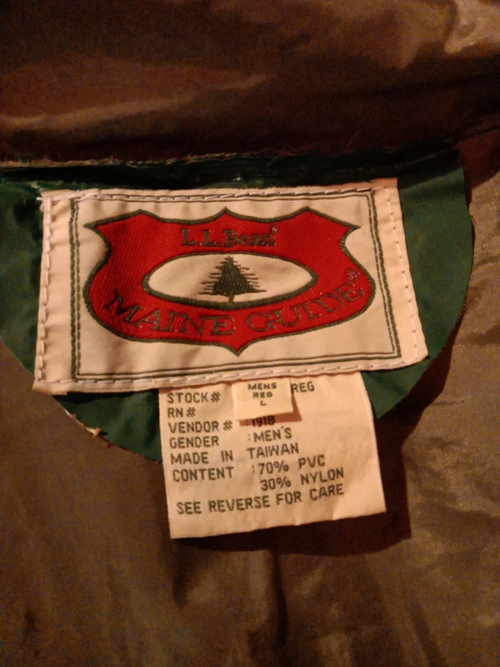 De colección. Poncho de lluvia LL Bean para hombre Maine Guide PVC nailon largo completo talla L leer descripción Foto 3 de 4