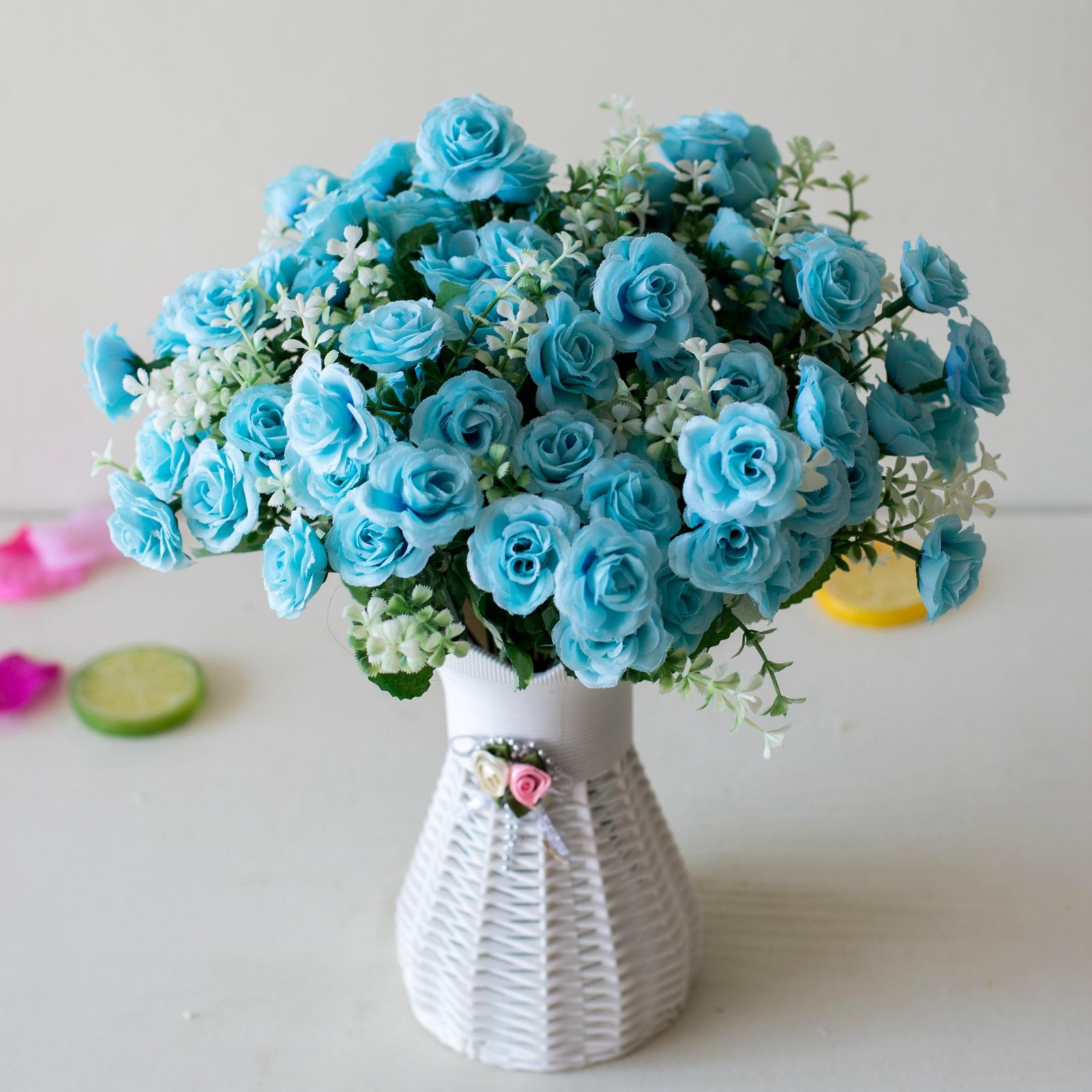Mini Rose Bouquet, 15 Heads, 30cm, Artificial Flowers, Wedding, Home Decor