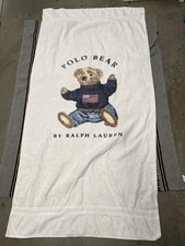Polo Bear Ralph Lauren VTG Beach Pool Teddy Bear Wearing USA Flag Sweater Towel