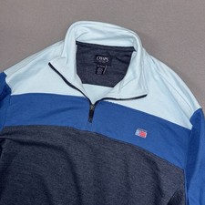 Chaps Sweater Mens XL Blue Color Block Quarter Zip Pullover Stretch Cotton NWT