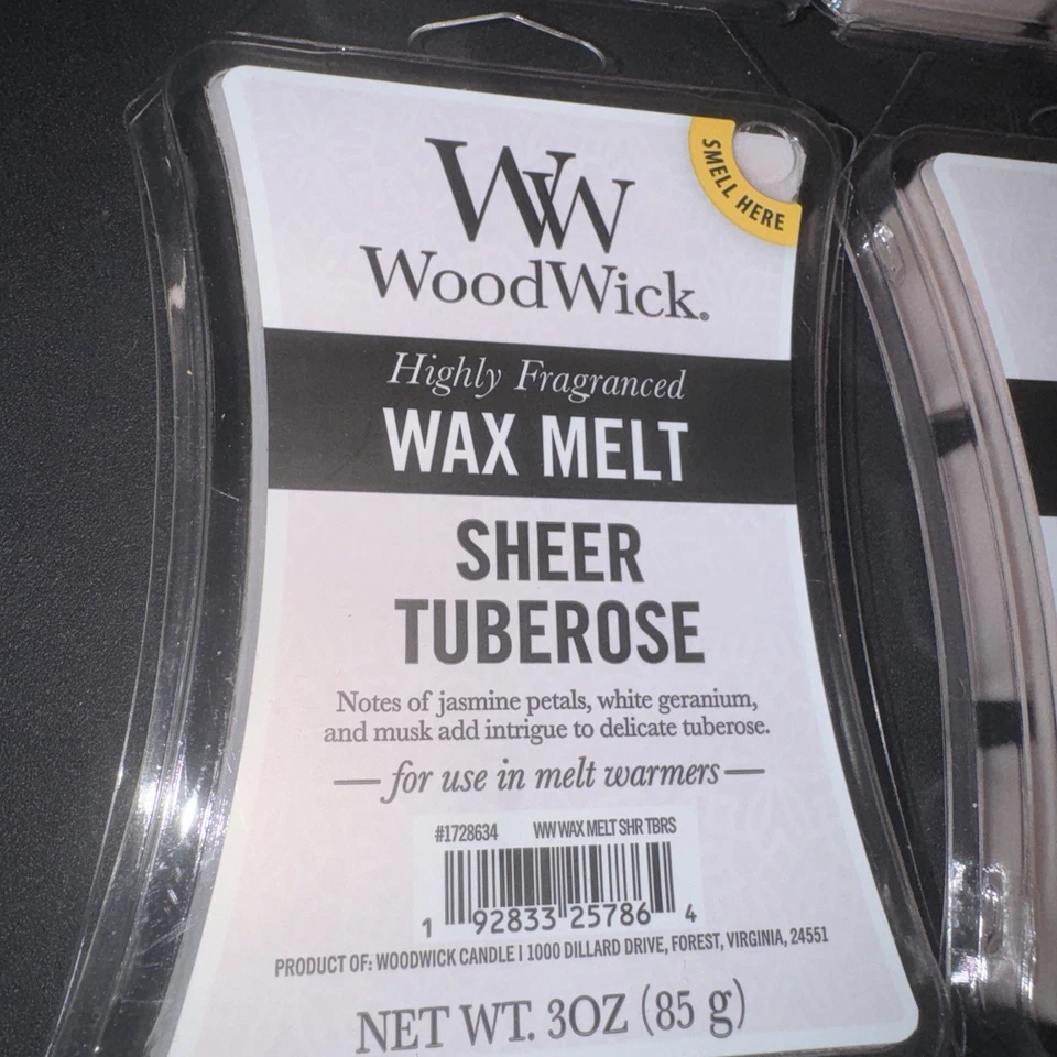 WoodWick Wood Wick SHEER TUBEROSE cera derrete cubos fragrância perfumada NOVO - Imagem 2 de 3