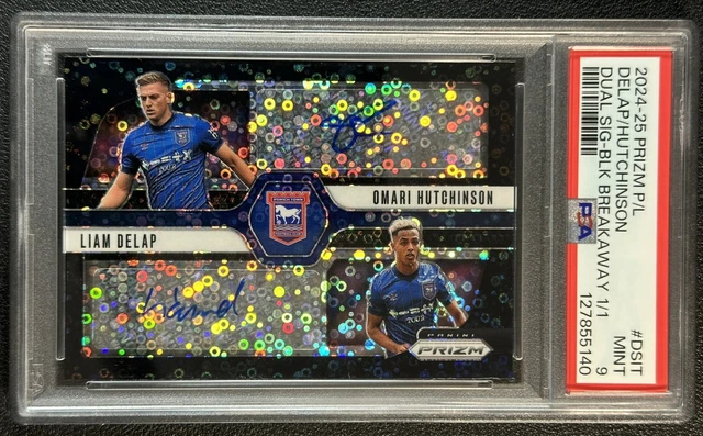 LIAM DELAP OMARI HUTCHINSON PSA 9 2024-25 PRIZM DUAL AUTO BREAKAWAY BLACK 1/1