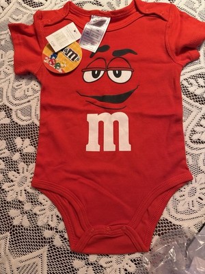 M & Ms Charakter Gesicht Kleinkind Body Brandneu 12m Rot
