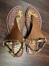 Sam Edelman Saddle Brown Greta Tumbled Leather Open Toe Sandals. Size 9