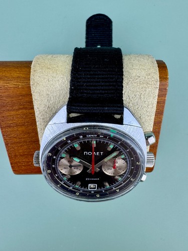 Soviet men's mechanical wristwatch Chronograph POLJOT 3133 Shturmanskie S/N 8000 - Picture 3 of 11