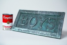 ANCIENNE ENSEIGNE SCOLAIRE EN BRONZE XIXème - "garçons" - lourde = 7 + lbs