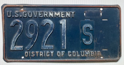 DISTRICT OF COLUMBIA DEPT OF STATE GOVERNMENT 1954 1957 LICENSE PLATE WASHINGTON