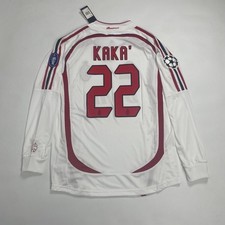 2007 Milan Away Retro Jersey Kaka #22 Long Sleeve Vintage White Final Icon