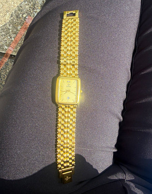 Jovial No. 1083G Quarz Armbanduhr eckig analog vergoldetgold 22K