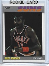 Mike Sanders 1987-88 Fleer Basketball ROOKIE Card #96-Phoenix Suns. rookie card picture
