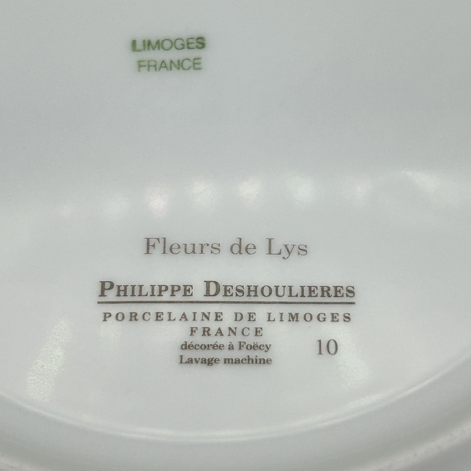 Philippe DeShoulieres Fleur de Lys Salad Plate 8.5 in Limoges Blue Yellow Edge