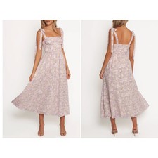 Petal + Pup Purple Floral Tie Strap Midi Dress XL Sweetheart Neckline - DEFECT