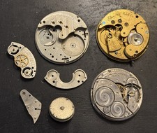 Antique pocket watch movement Elgin Natl Watch Co Lot Of 3 For Parts As Is W1D