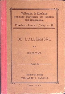 De l'Allemagne Prosateurs Francais, Ausgabe B, 75.Lieferung. Stael, Mme de und G