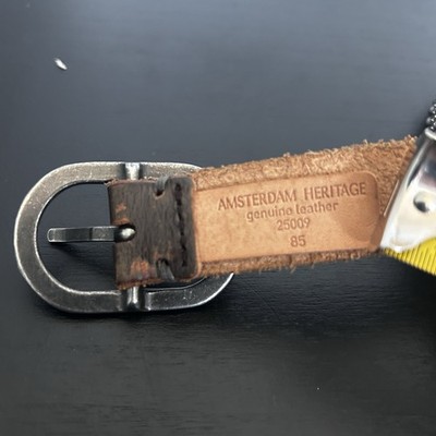 Amsterdam Heritage Studded Leather Belt Brown Silver Size 85  display picture 1