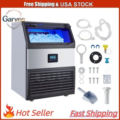 Stainless Commercial Ice Maker 265LBS/24H,420W,55LB,99 Cubes/Cycle,Filter,Scoop