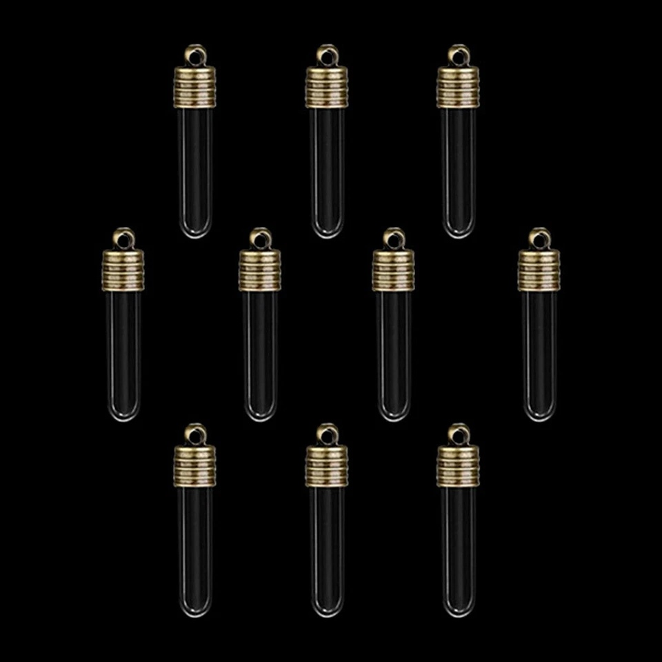 Mini botella de vidrio vacía transparente de 10 piezas collar colgante de deseos frasco joyería artesanía navideña - Imagen 3 de 4