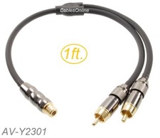 1ft Premium RCA Female to 2-RCA Male flexible  durable Audio Splitter, AV-Y2301